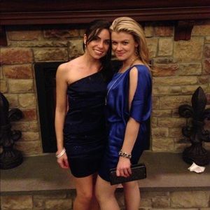 Chequer stunning cold shoulder blue dress size 4